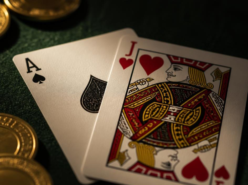 Blackjack hand on green felt